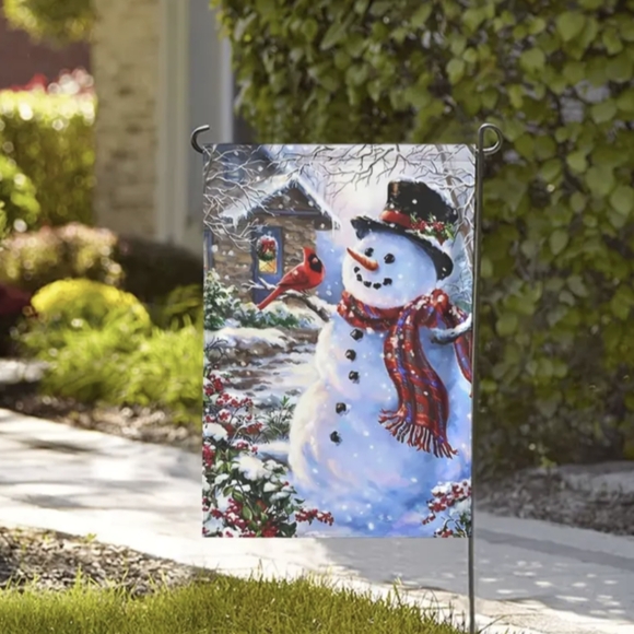 ☃️🆕Home Garden Flag "SNOWMAN" Banner Double Sided Outside Yard Decor 12" x 18" - Picture 2 of 9
